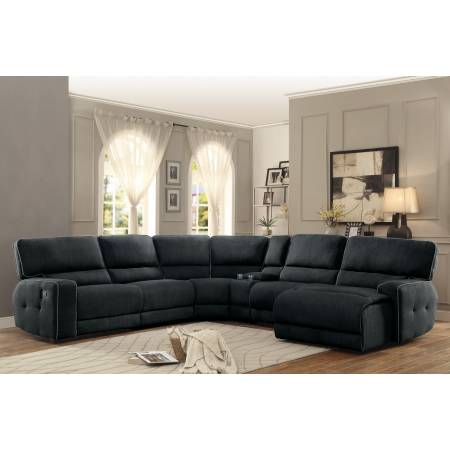 Keamey Reclining Sectional Sofa Set A - Polyester - Dark Grey